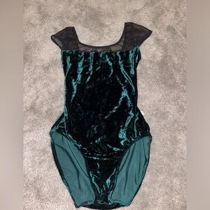 Green and Black velvet leotard